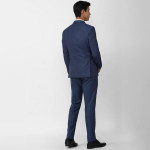 Men 2 Piece Navy Blue Slim-Fit Single-Breasted Formal Suit